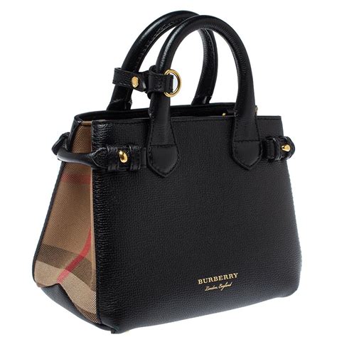 burberry baby banner bag black|Burberry The Baby Banner Leather and House Check Tote .